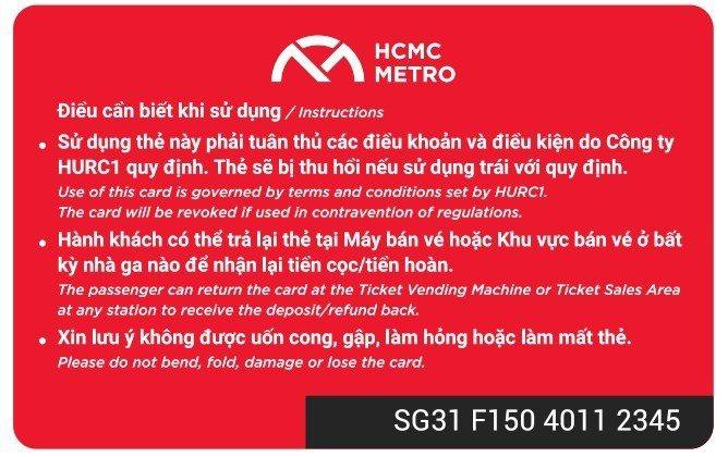 Mặt sau mẫu thẻ đi tàu metro số 1